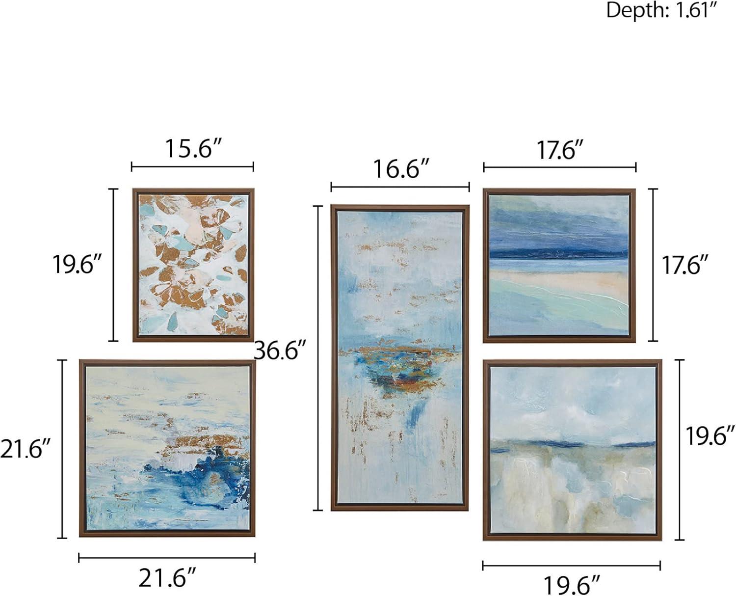 Blue Horizon 5-piece Gallery Framed Canvas Wall Art Set