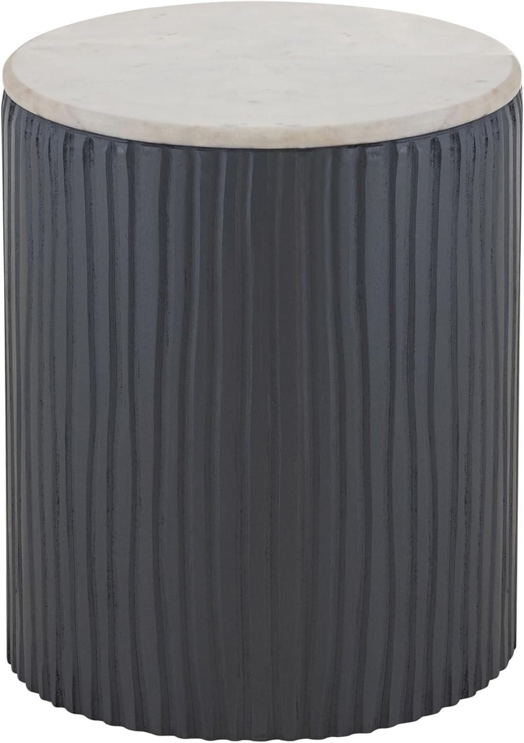 Albany Living 18" Marble Top Wooden Round End Table in Gray