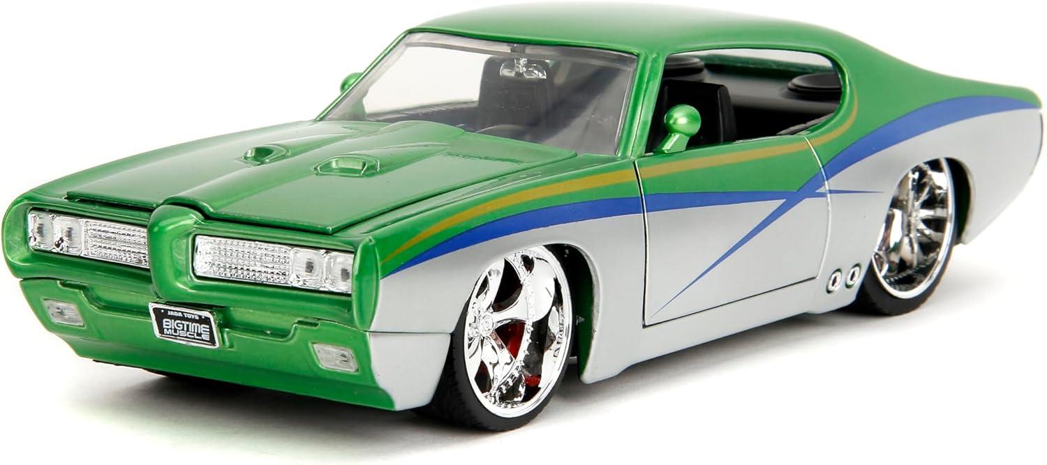1969 Pontiac GTO Judge Green Metallic and Silver with Stripes "Bigtime Muscle" Series 1/24 Diecast Model Car by Jada(Selections May Vary)