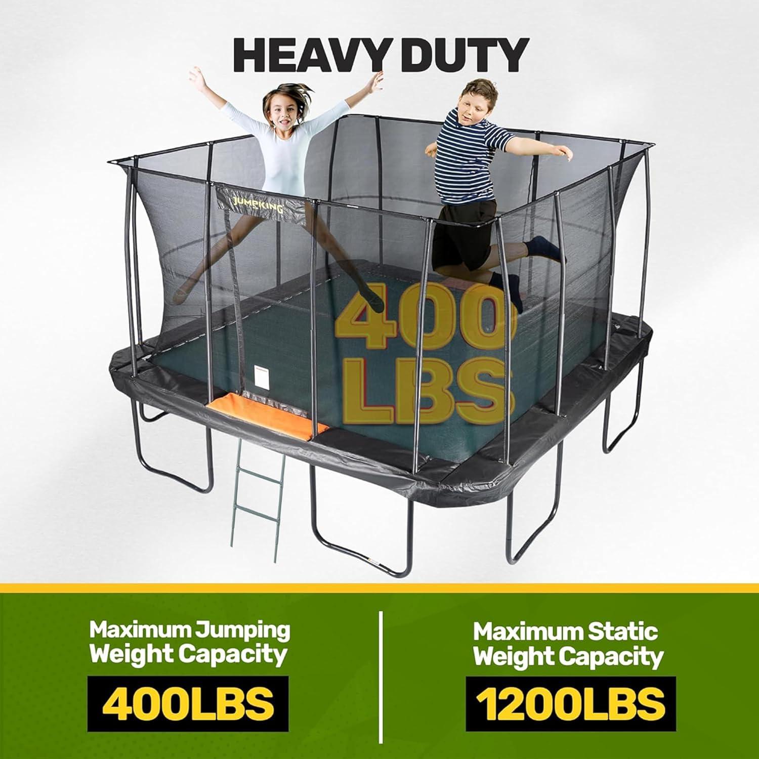 JumpKing 13ft Pro-Series Square Trampoline – Patented Spring Arrangement & Comfort Weave Jumping Pad