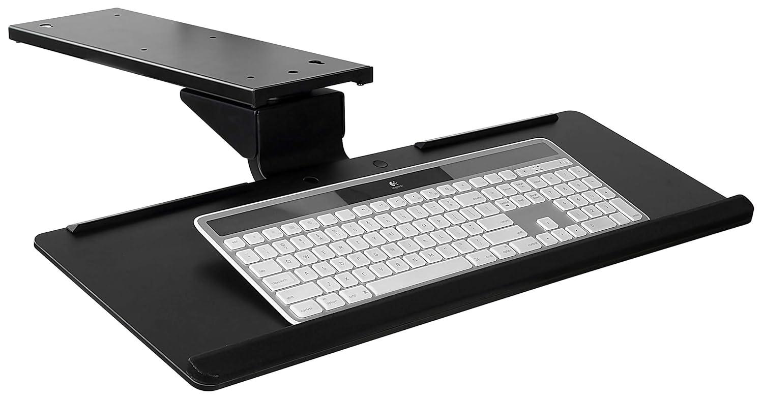 Mount-it Mount-It! Under Desk Keyboard Tray and Mouse Platform with Gel Wrist Pad, 17 inch Space Saving Track
