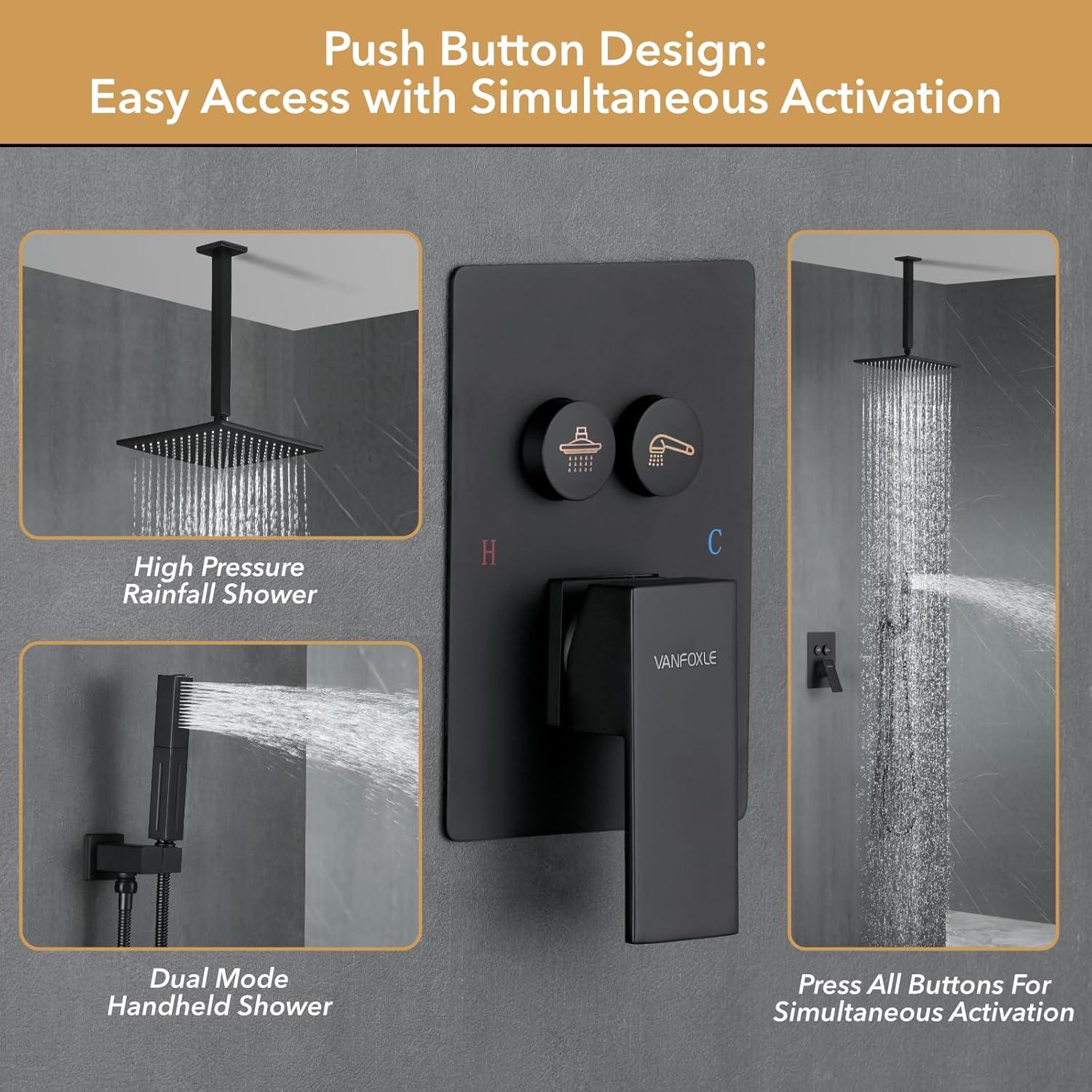 VANFOXLE Dual Function All-In-One Kit with Rough in-Valve 10 inches A2 MB