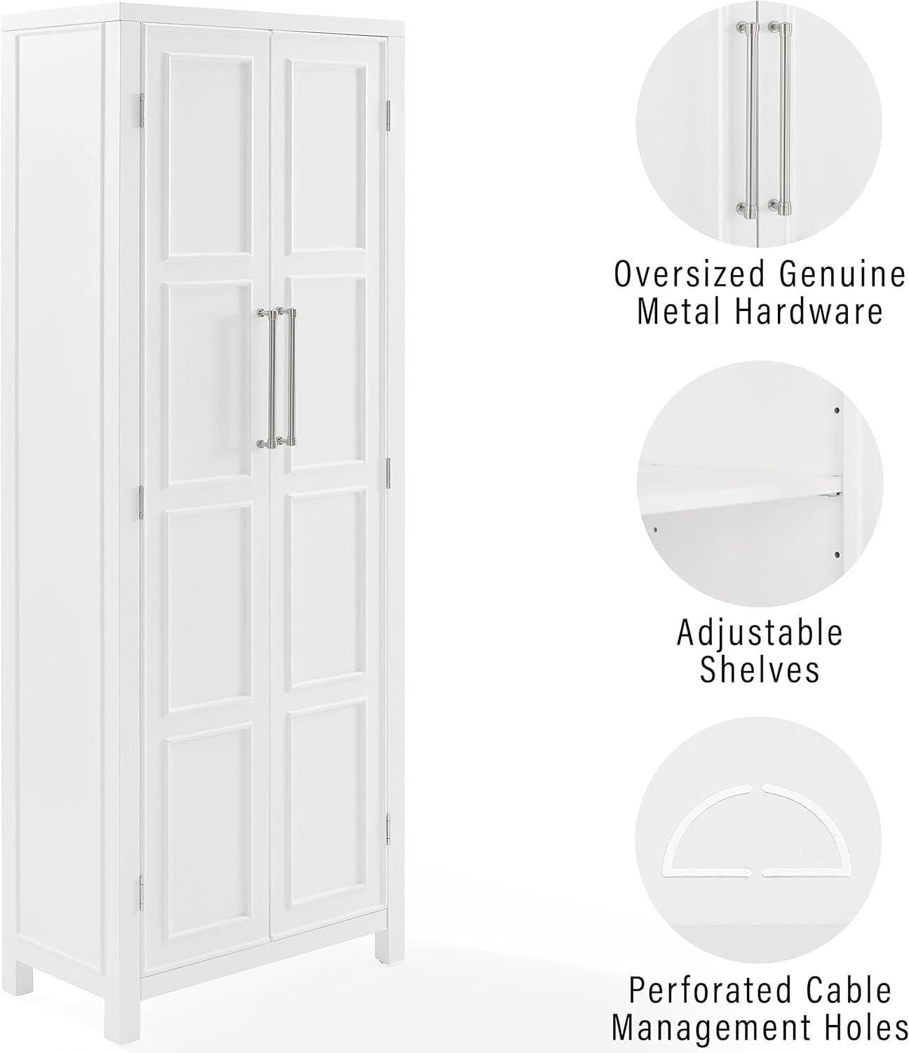 Crosley Cutler Storage Pantry White : Modern Farmhouse Style, 4 Fixed & Adjustable Shelves, MDF Wood Veneer, 65" Height