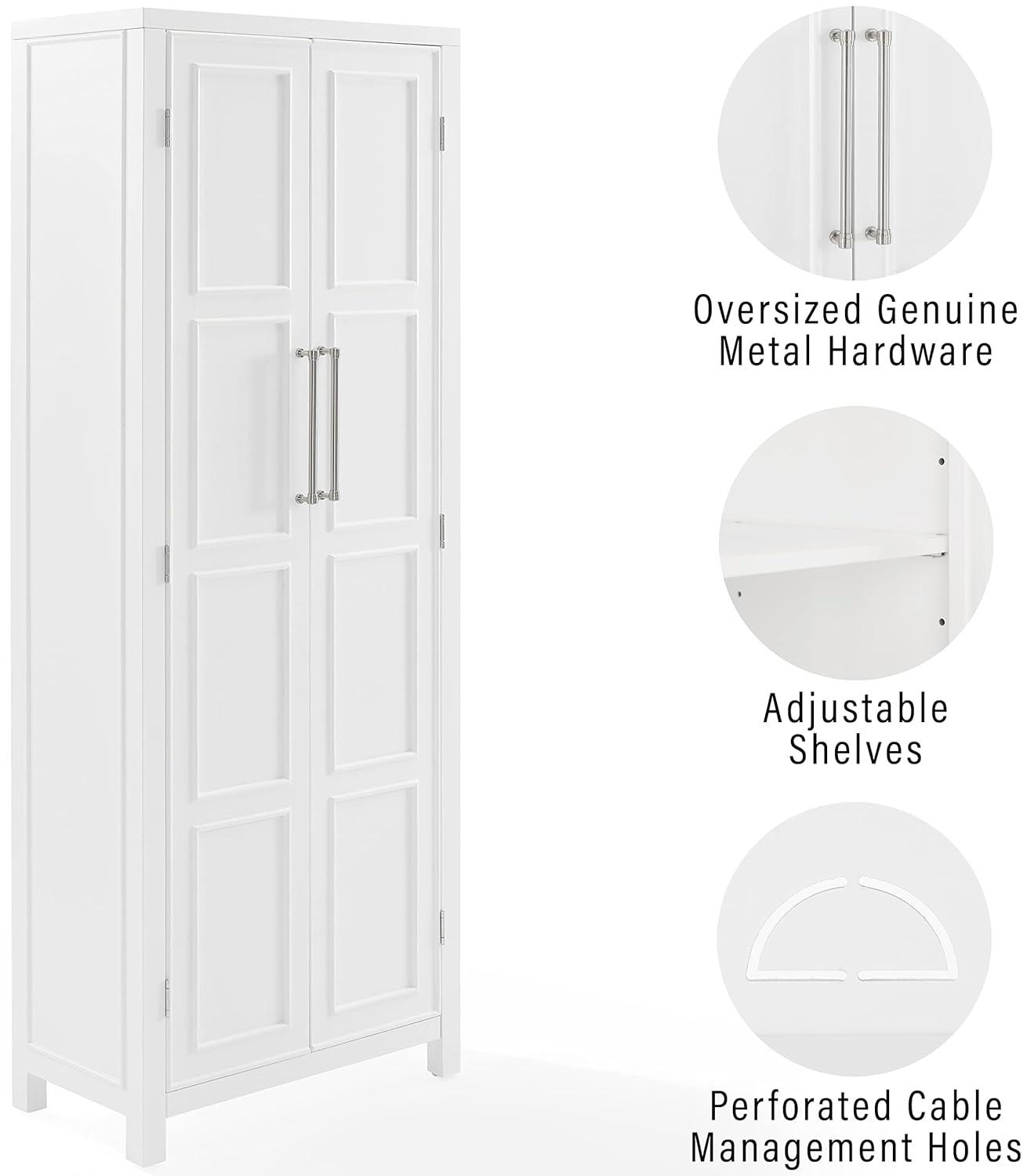 Crosley Cutler Storage Pantry White : Modern Farmhouse Style, 4 Fixed & Adjustable Shelves, MDF Wood Veneer, 65" Height