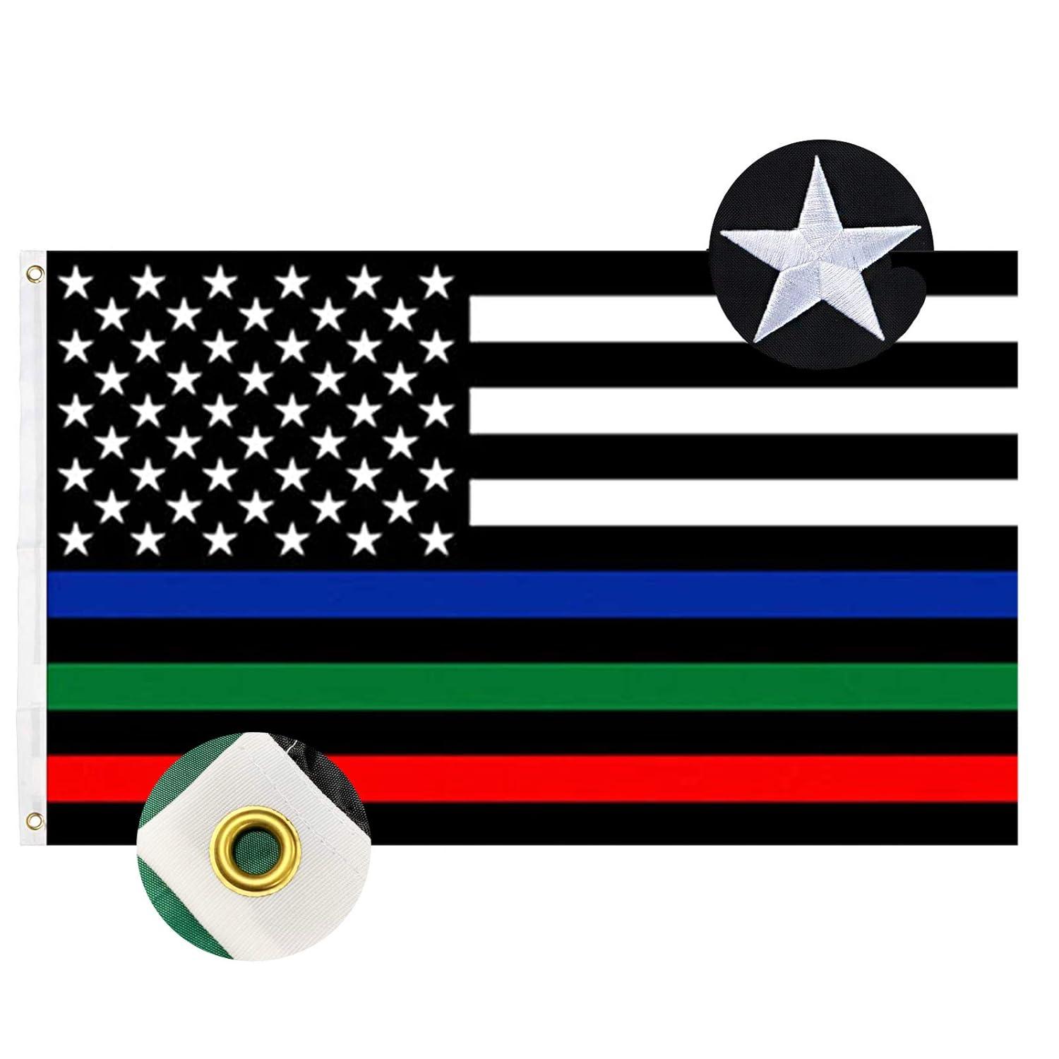 Thin Blue Line Flag United States Policeman Banner Polyester 3x5 Foot Flags Vivid Color and UV Fade Resistant Flag Outdoor Banner