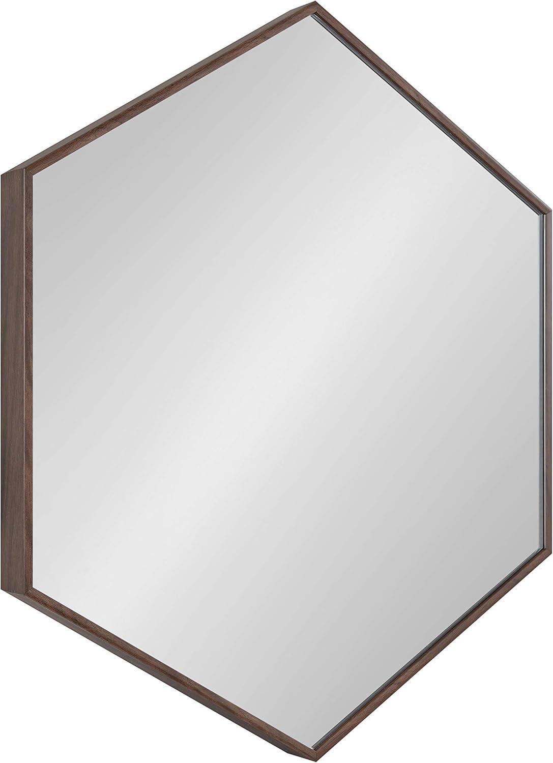 22" x 25" Rhodes Hexagon Wall Mirror Walnut Brown - Kate & Laurel: Modern Plastic Frame, No Assembly Required