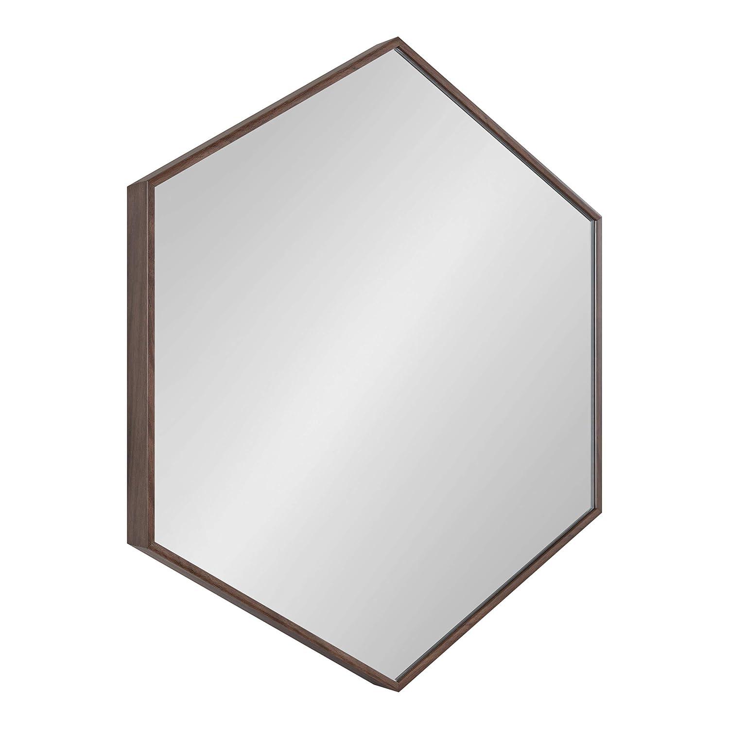 22" x 25" Rhodes Hexagon Wall Mirror Walnut Brown - Kate & Laurel: Modern Plastic Frame, No Assembly Required