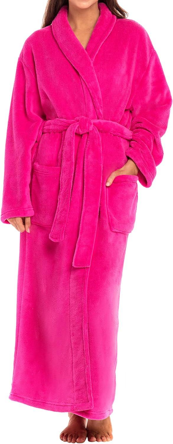 ADR Womens Robes Long Plush, Robes for Women Bathrobe, Plus Size Robe Fuchsia Medium