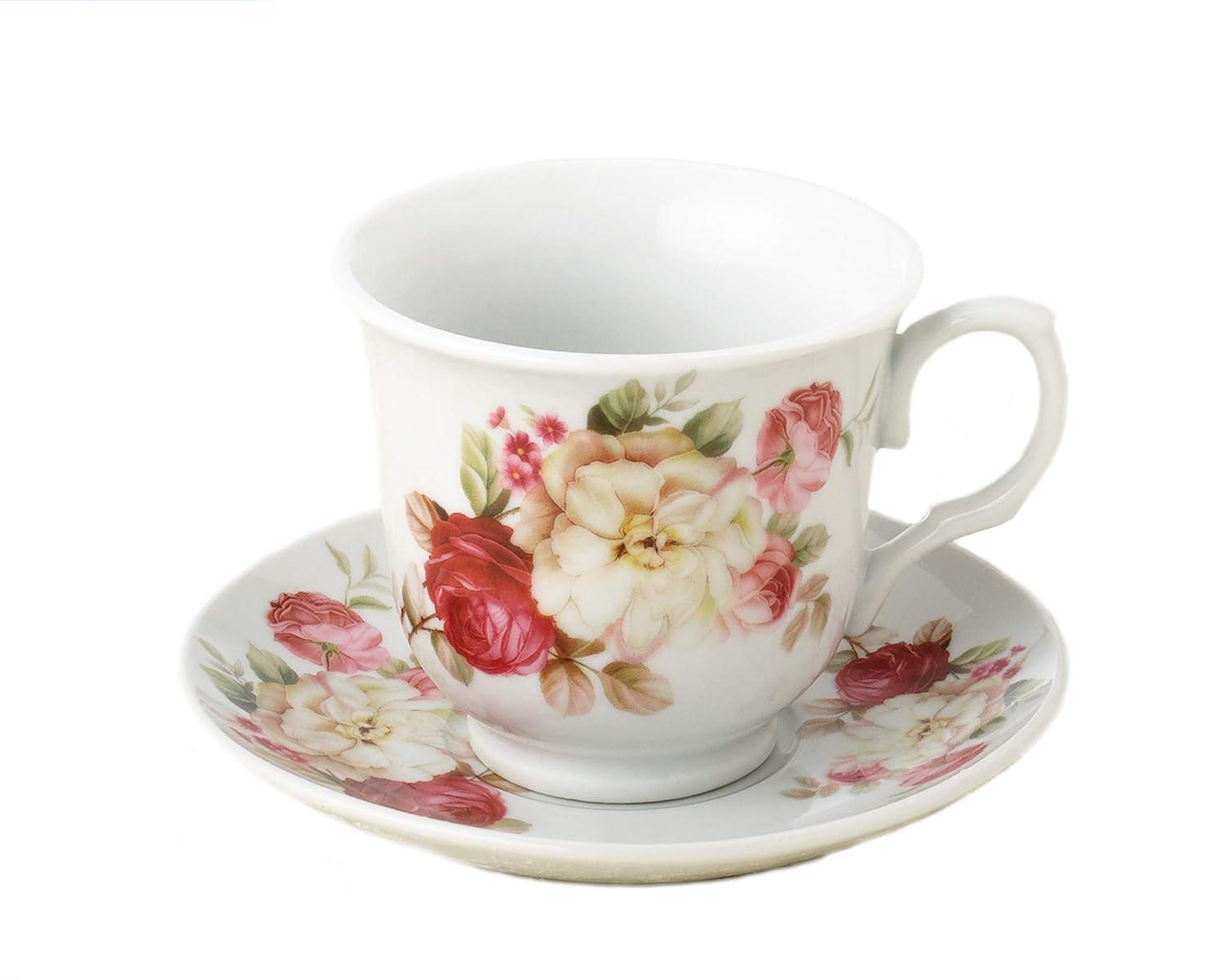 Lorren Home Trends Lorren Home Trends 4 Piece Teacup & Saucer Set