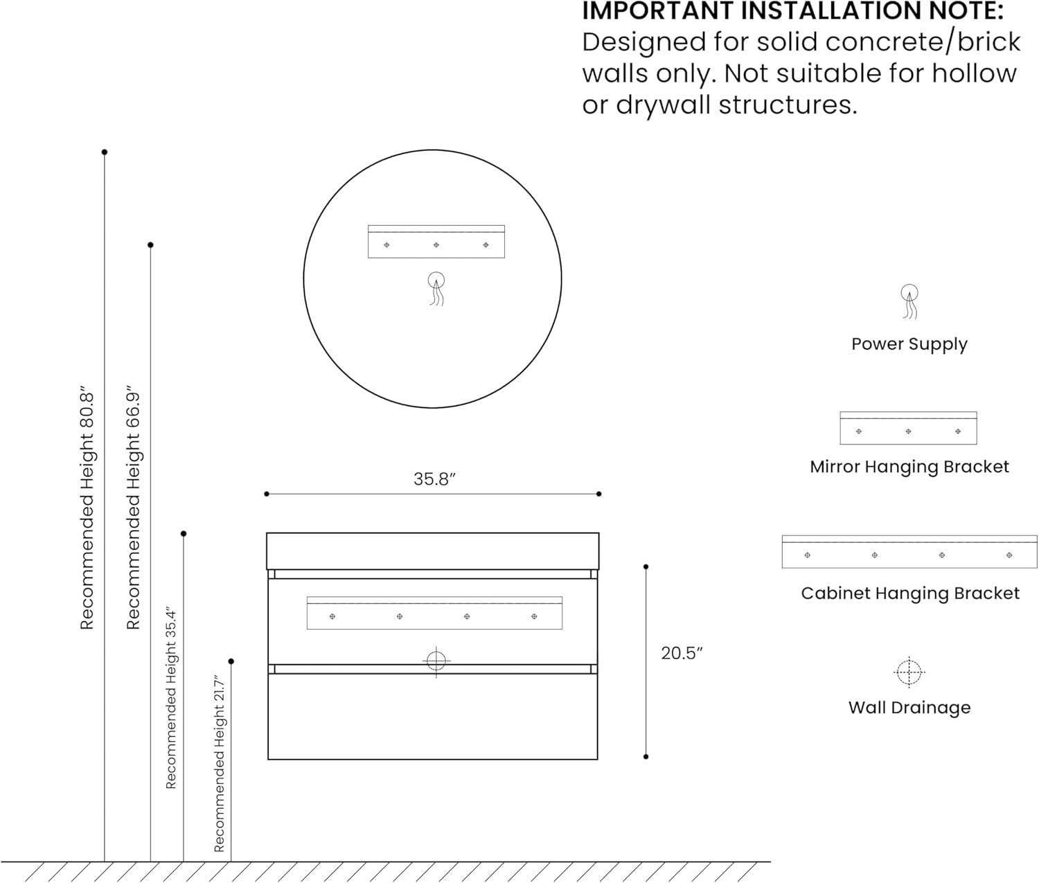 Little Tulip 36 inch Floating Bathroom Vanity with Sink, Modern Bathroom Cabinet inch Natural Oak