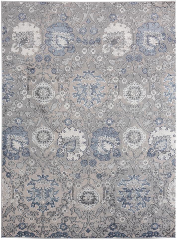 Olallie Subtle Blue Floral Accent Rug, 1'11" x 3'0", Synthetic Blend