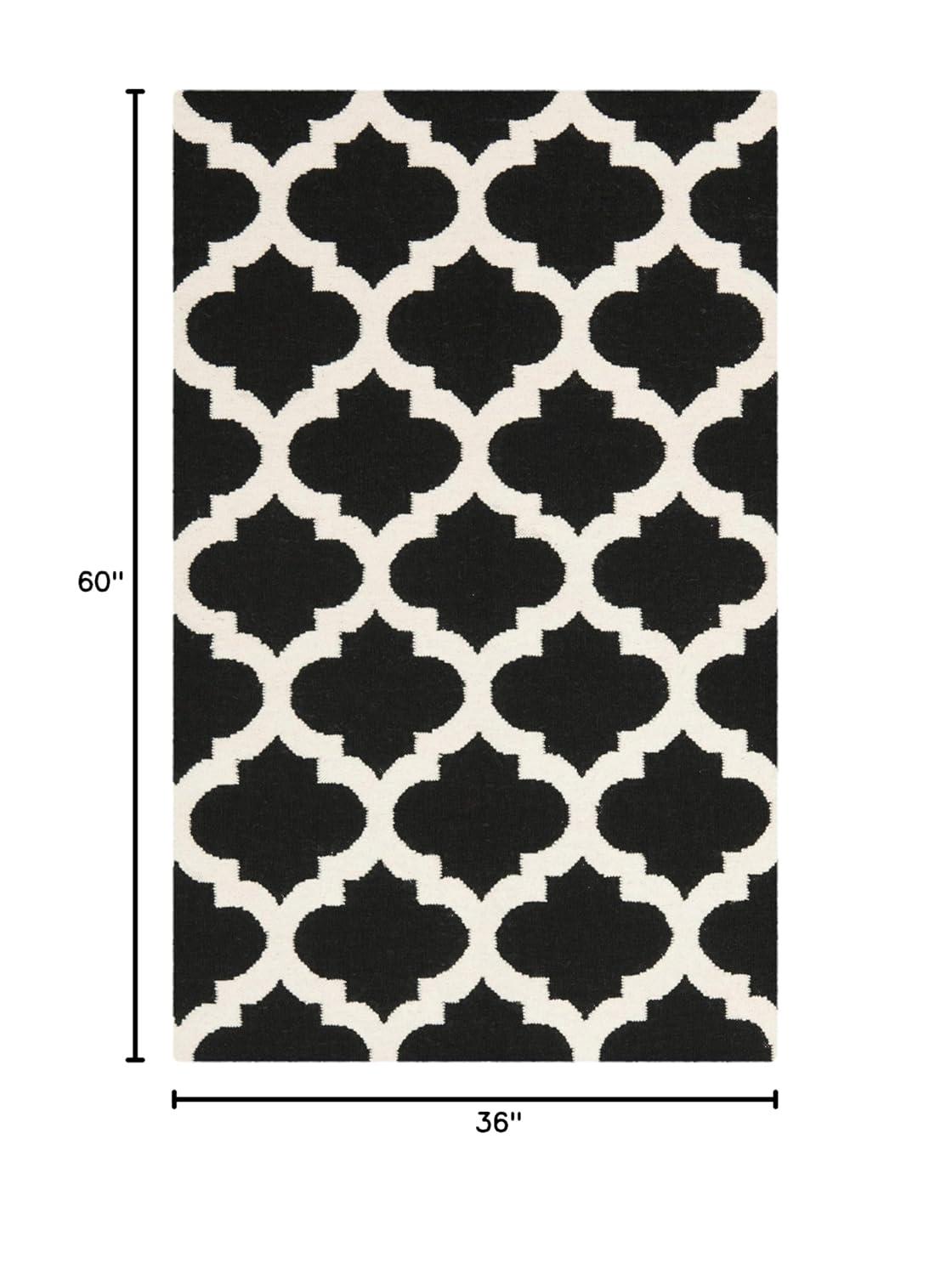 SAFAVIEH Dhurries Aditya Geometric Area Rug, Black/Ivory, 3' x 5'