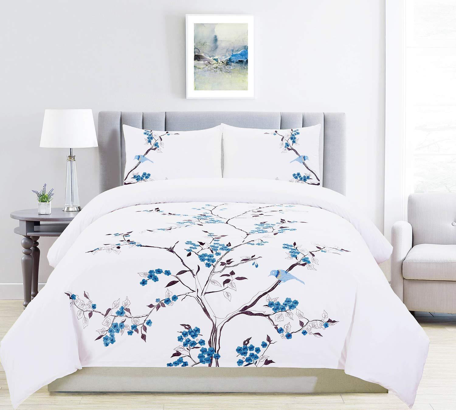 Superior Superior 100% Embroidery 3-Piece Cotton Duvet Cover Set