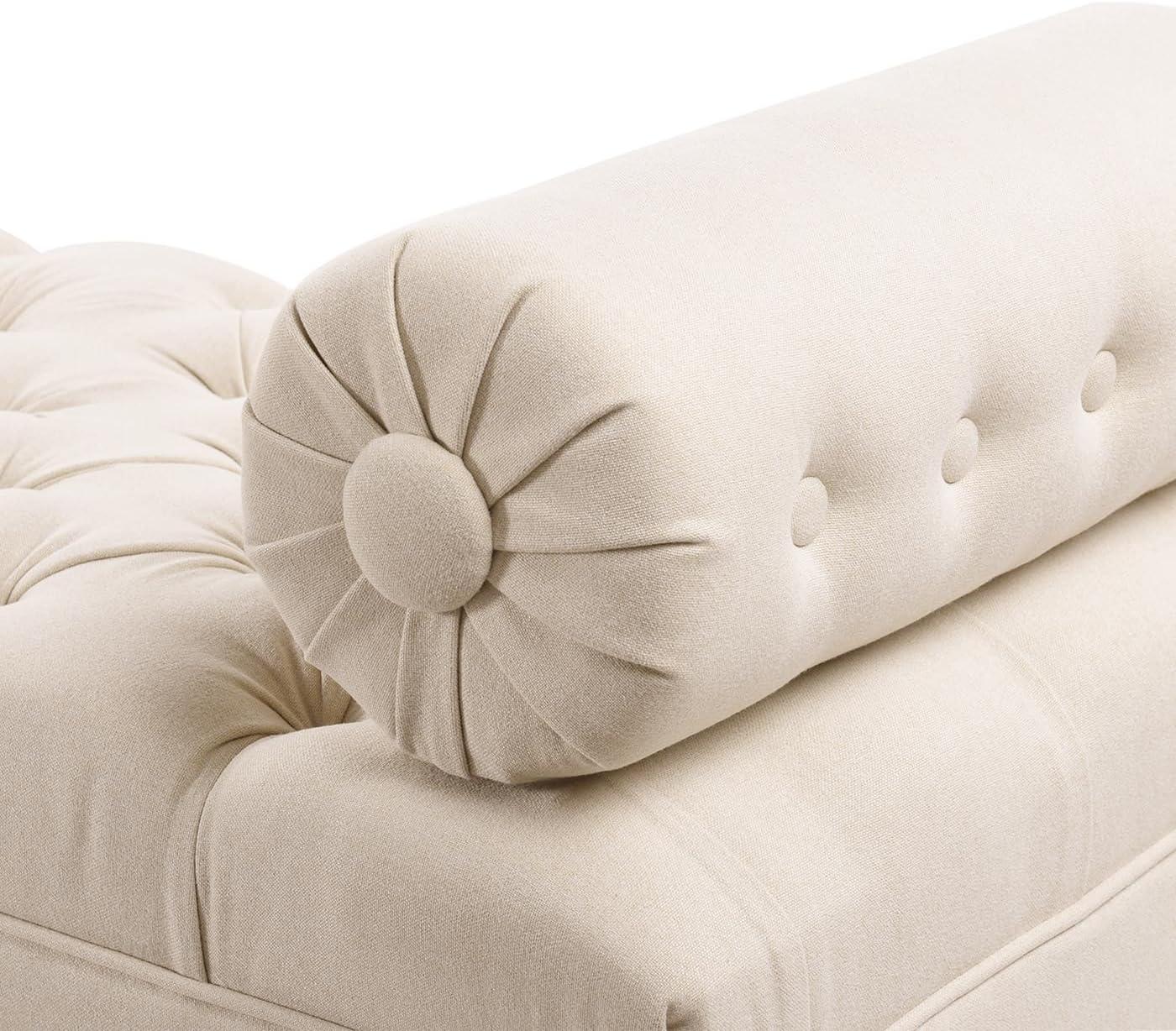 Lewis Bolster Arm Entryway Polyester Cream Bench