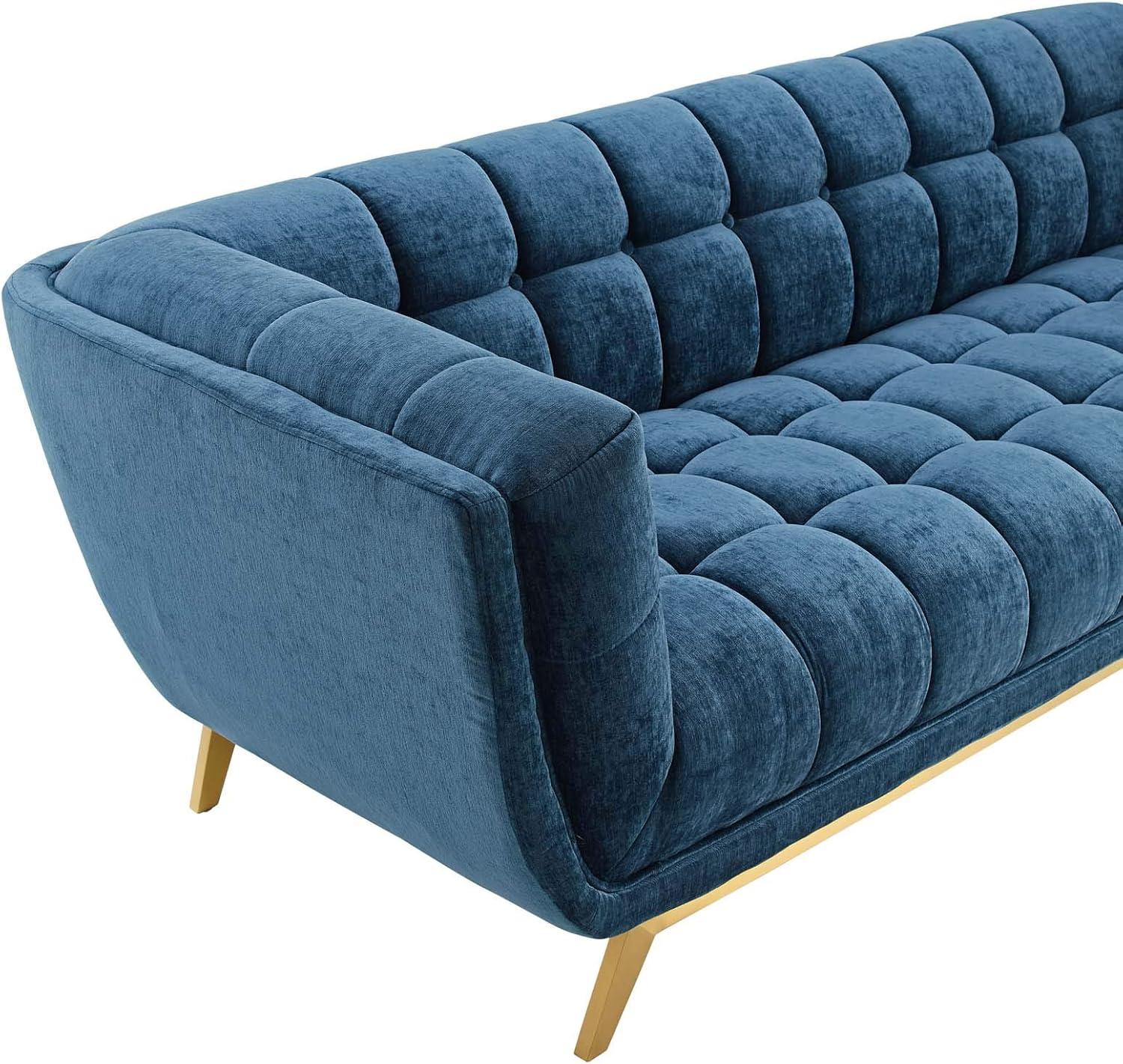 Sofa, Velvet, Blue Navy, Modern Contemporary Urban Design, Living Lounge Room Hotel Lobby Hospitality