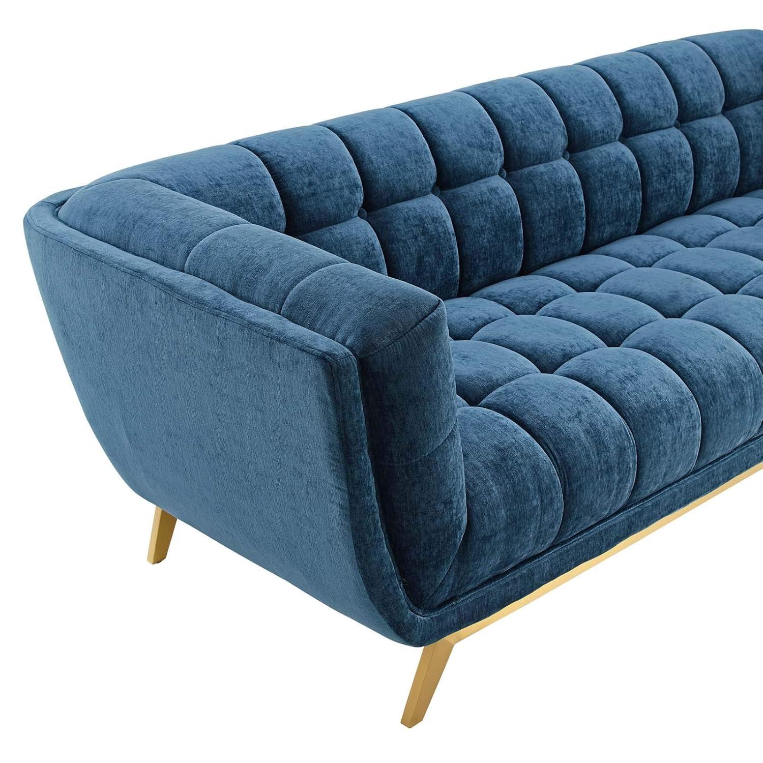 Sofa, Velvet, Blue Navy, Modern Contemporary Urban Design, Living Lounge Room Hotel Lobby Hospitality