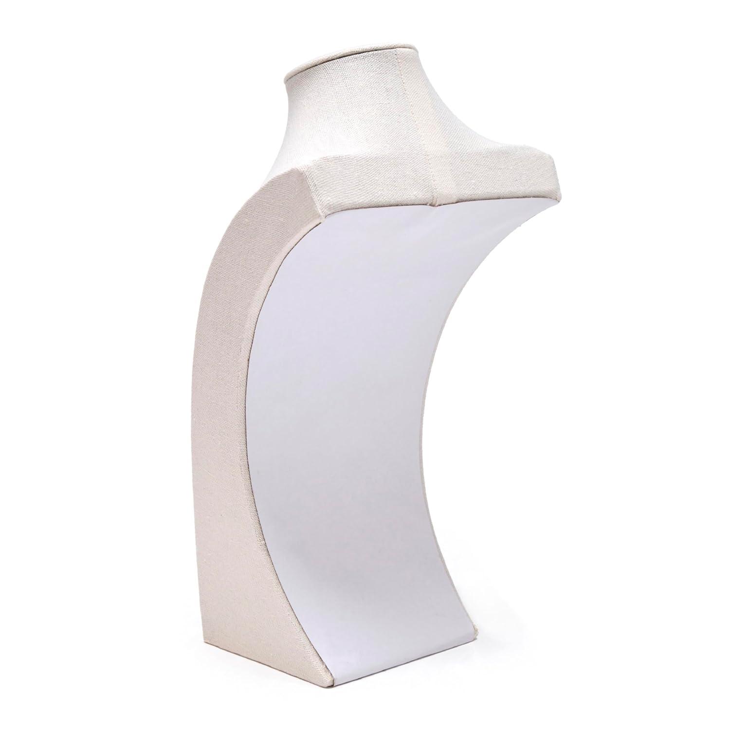 Juvale 12 Inch Linen Jewelry Display Bust, Necklace Mannequin Holder Stand for Retail Stores and Trade Shows (Beige)