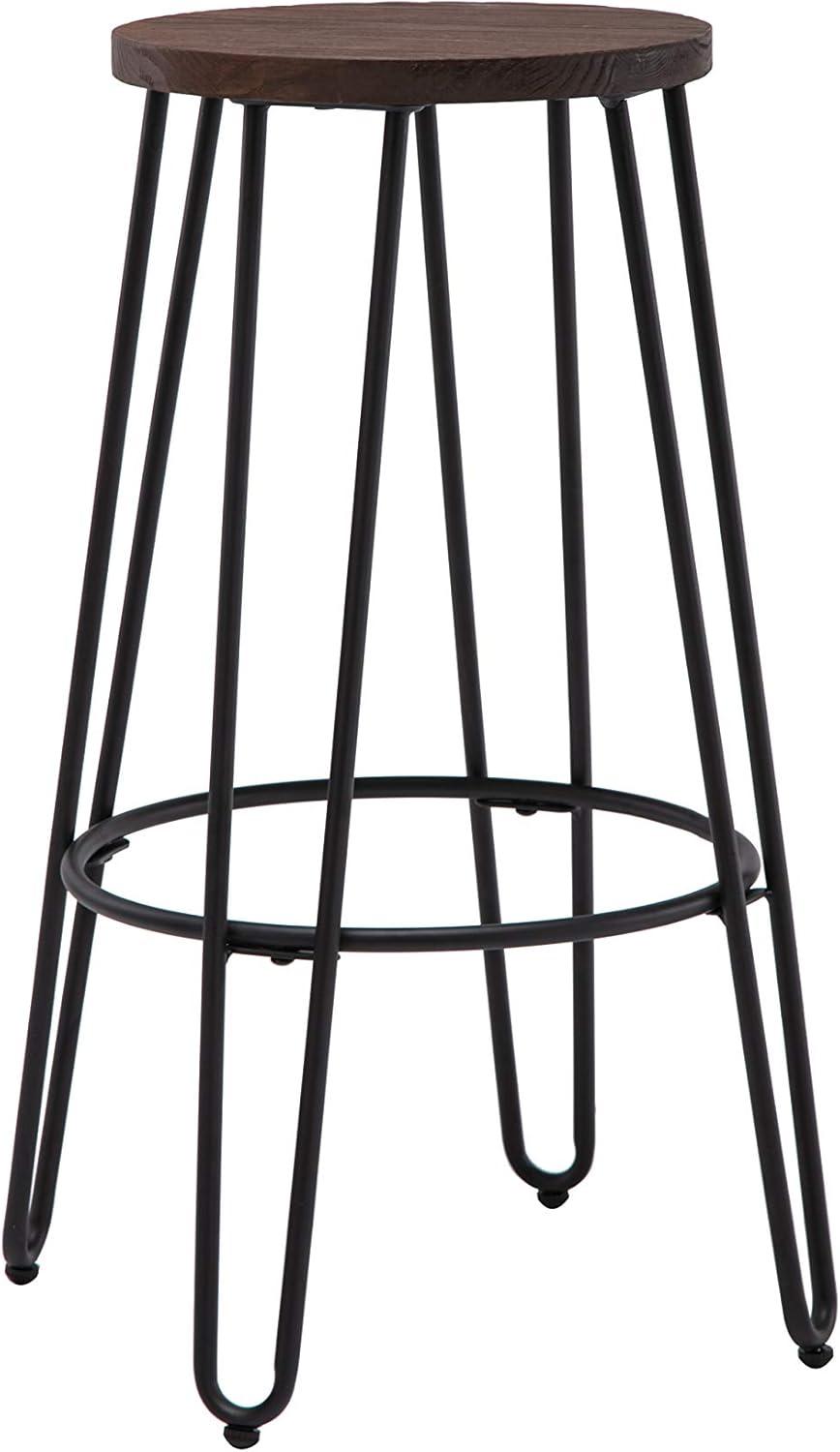 30'' Quinn Industrial Chic Backless Barstool in Black Wood and Metal