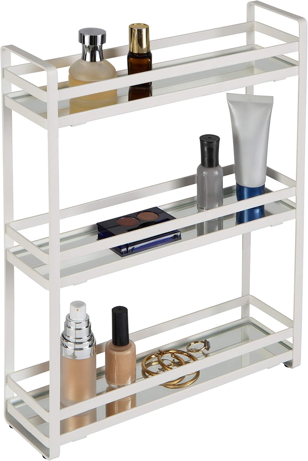 3 Tier Flat Wire Slim Vanity Tower White - Home Details