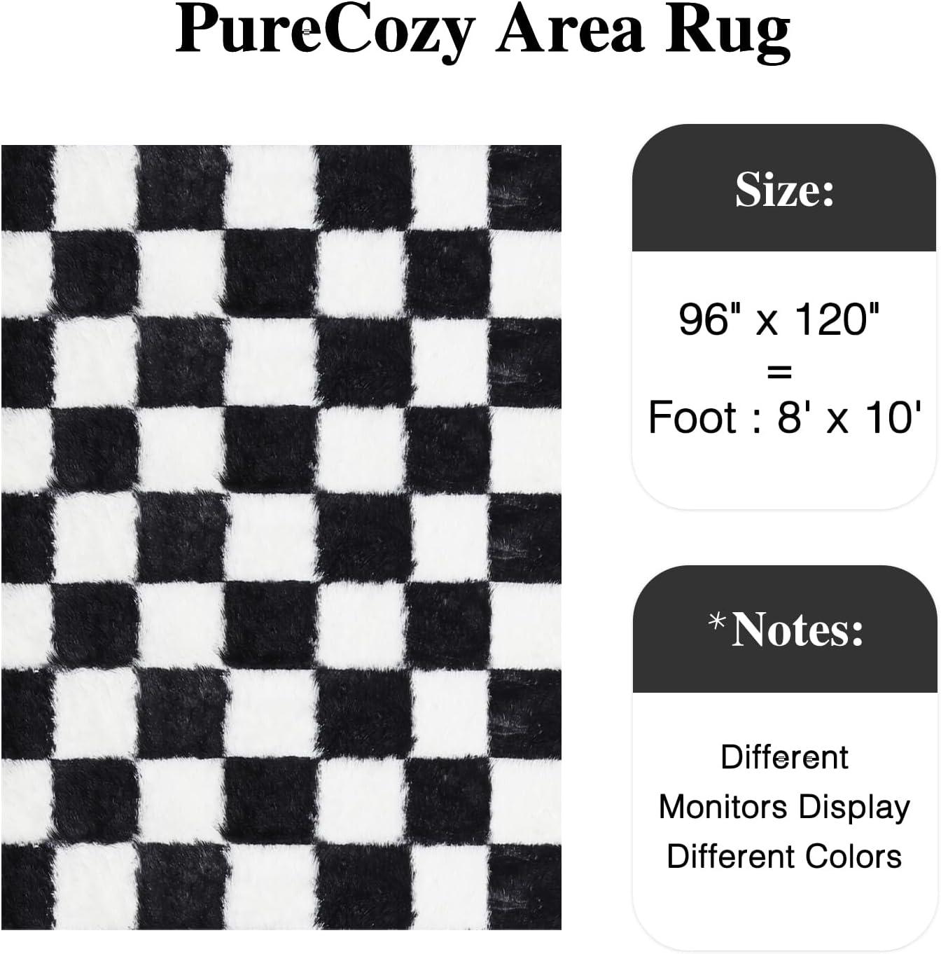 Luxe Weavers Checkered Black and White Geometric 8x10 Area Rug