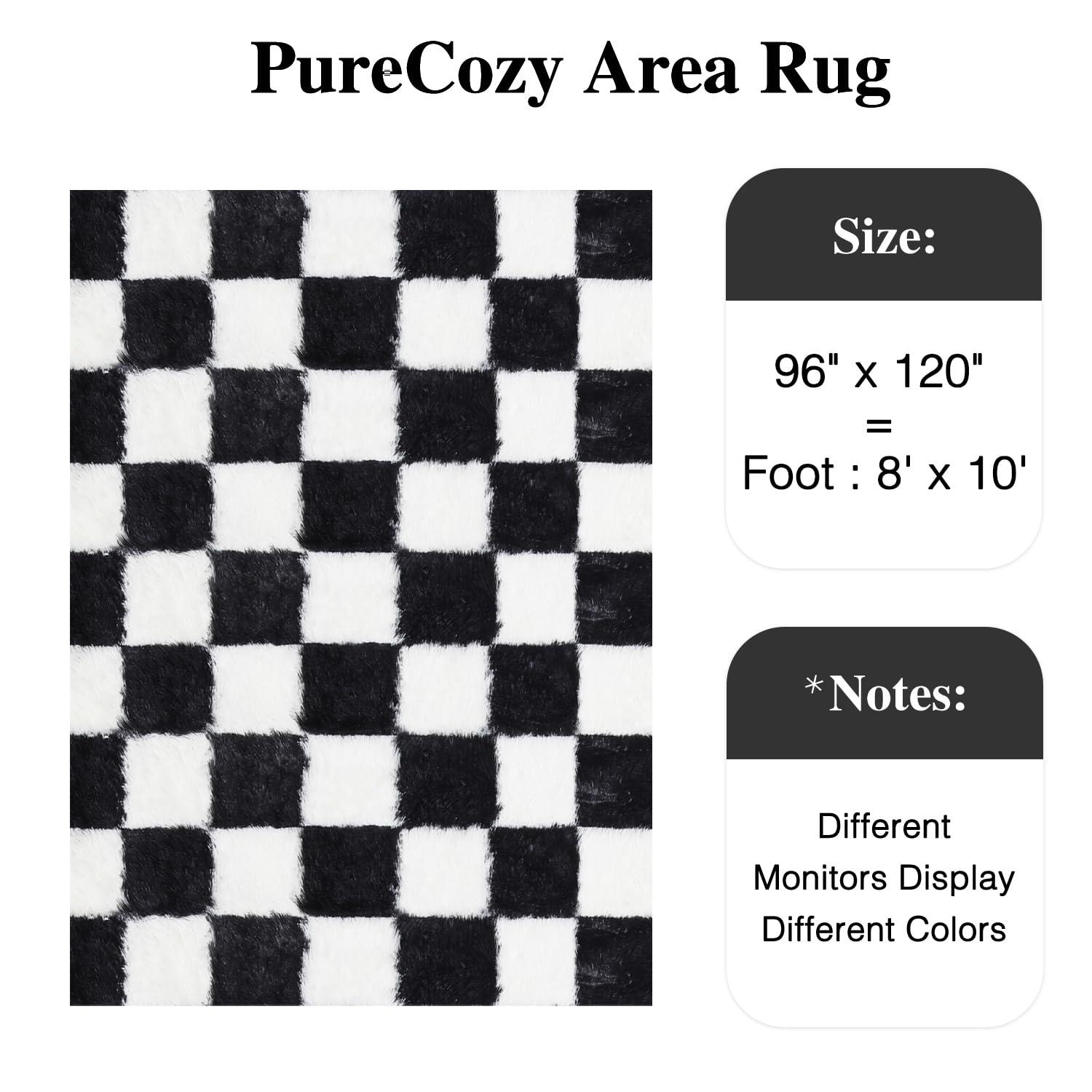 Luxe Weavers Checkered Black and White Geometric 8x10 Area Rug