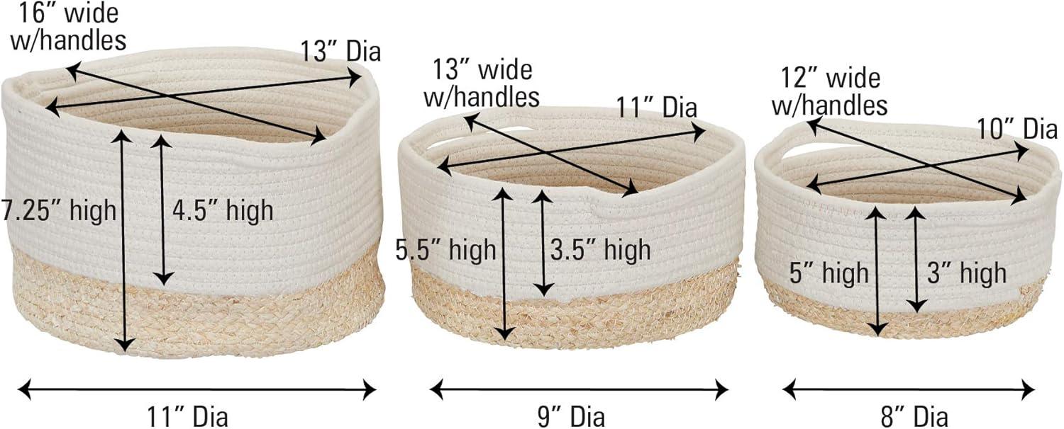 Household Essentials Cattail Woven Wicker Basket Set | Small Medium Large | Brown