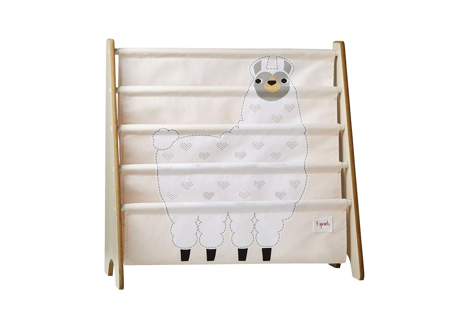 White Llama Kids Book Rack with Polyester Shelves