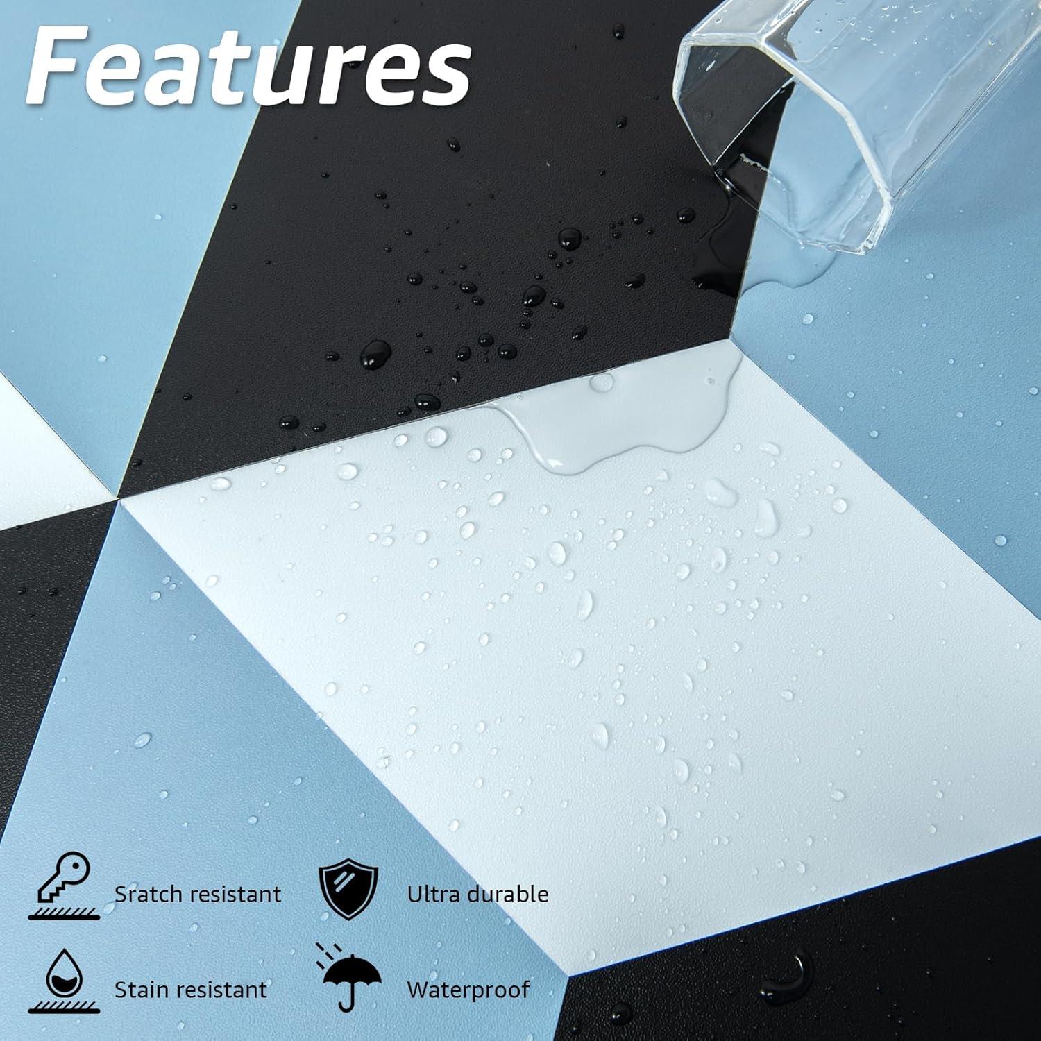 Art3d 30-Pack 11.8" x 10.2" Black Marble Hexagon Peel and Stick Flooring Tile, Self Adhesive Waterproof Vinyl Floor Tile