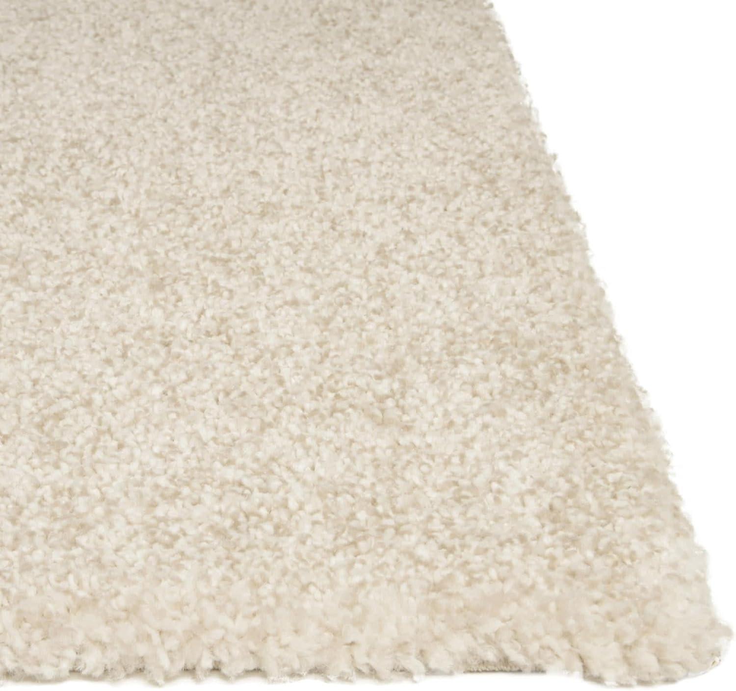 Ivory Square Easy-Care Shag Rug 5' 3" - Stain-Resistant & Kid-Friendly