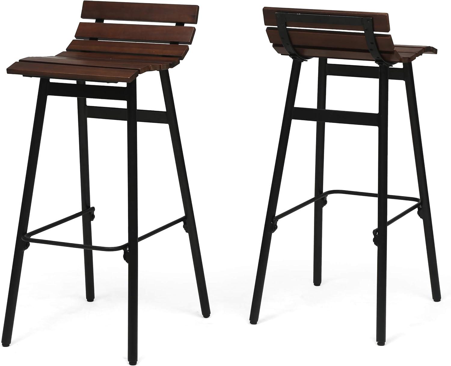 Set of 2 Pepperwood Wooden Barstool Dark Brown - Christopher Knight Home: Industrial Style, Acacia Frame, 29.25" Height