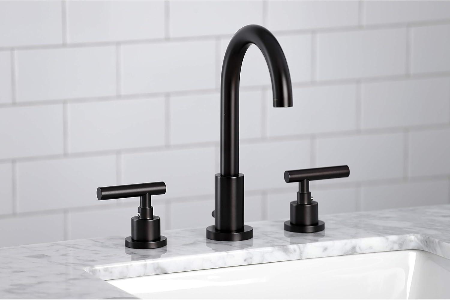 Kingston Brass FSC8925CML Kingston Brass Manhattan Two-Handle 3-Hole Deck Mount Widespread Bathroom Faucet with Brass Pop-Up Drain