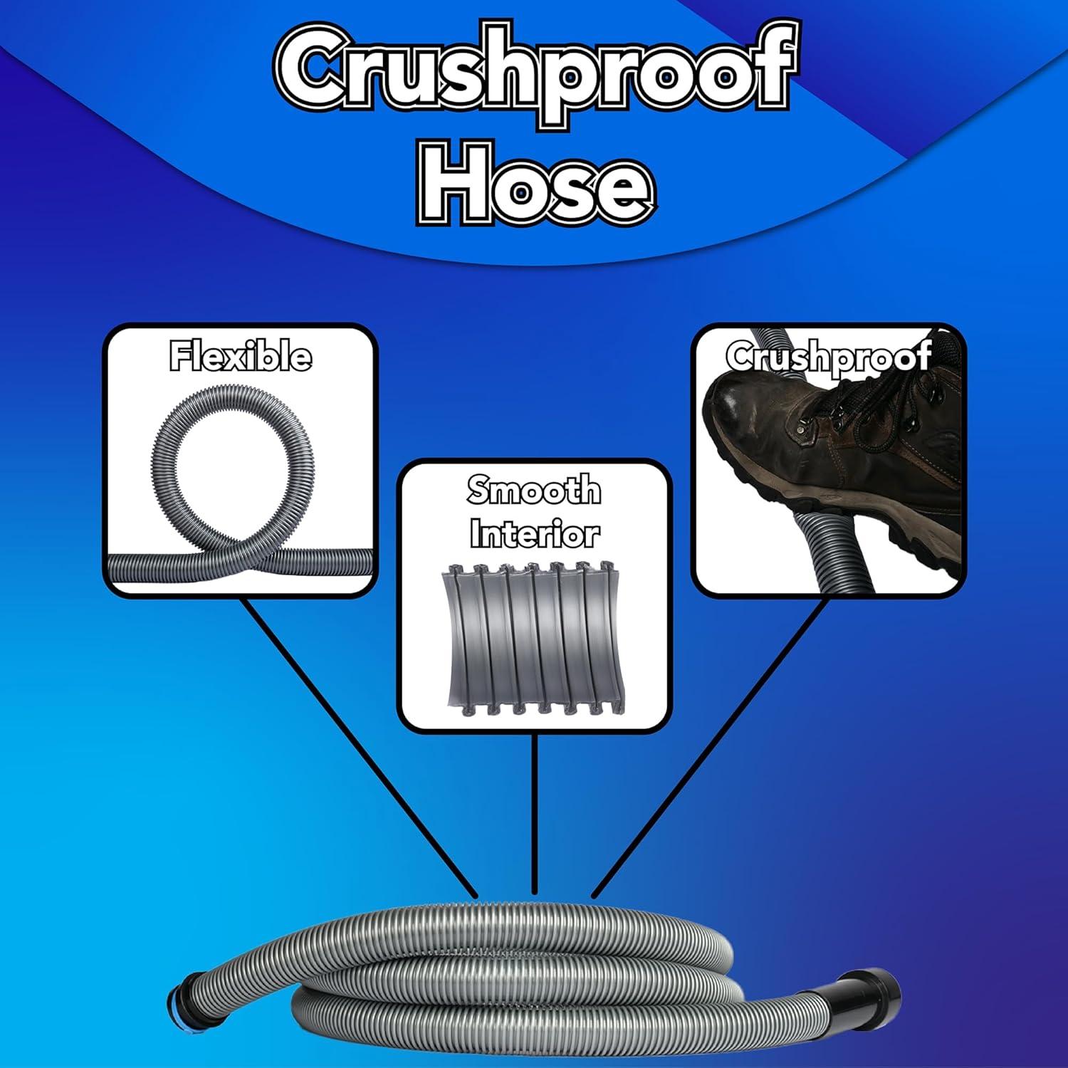 Cen-Tec Systems 94720 Quick Click 20 Ft. Hose for Home and Shop Vacuums with Expanded Multi-Brand Power Tool Adapter Set for Dust Collection, Silver