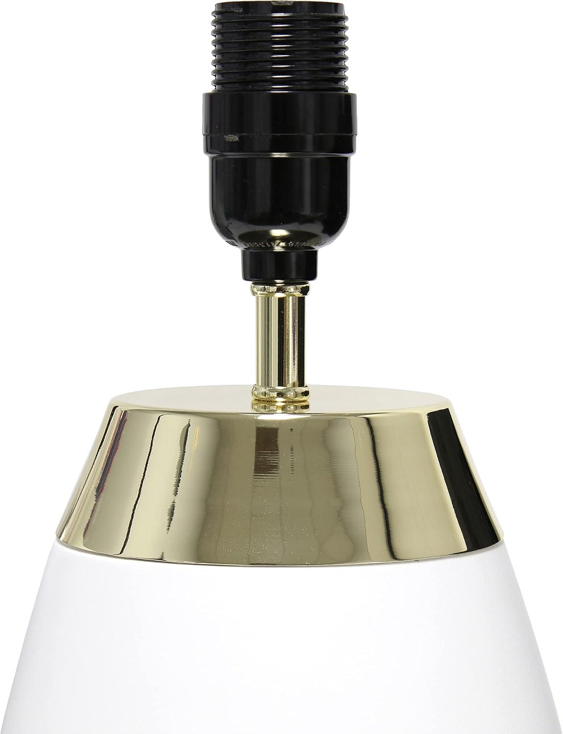 14" Tall Modern Contemporary Two-Tone Metallic Bedside 4 Settings Touch Table Desk Lamp White - Simple Designs: ETL Listed, Cotton Shade