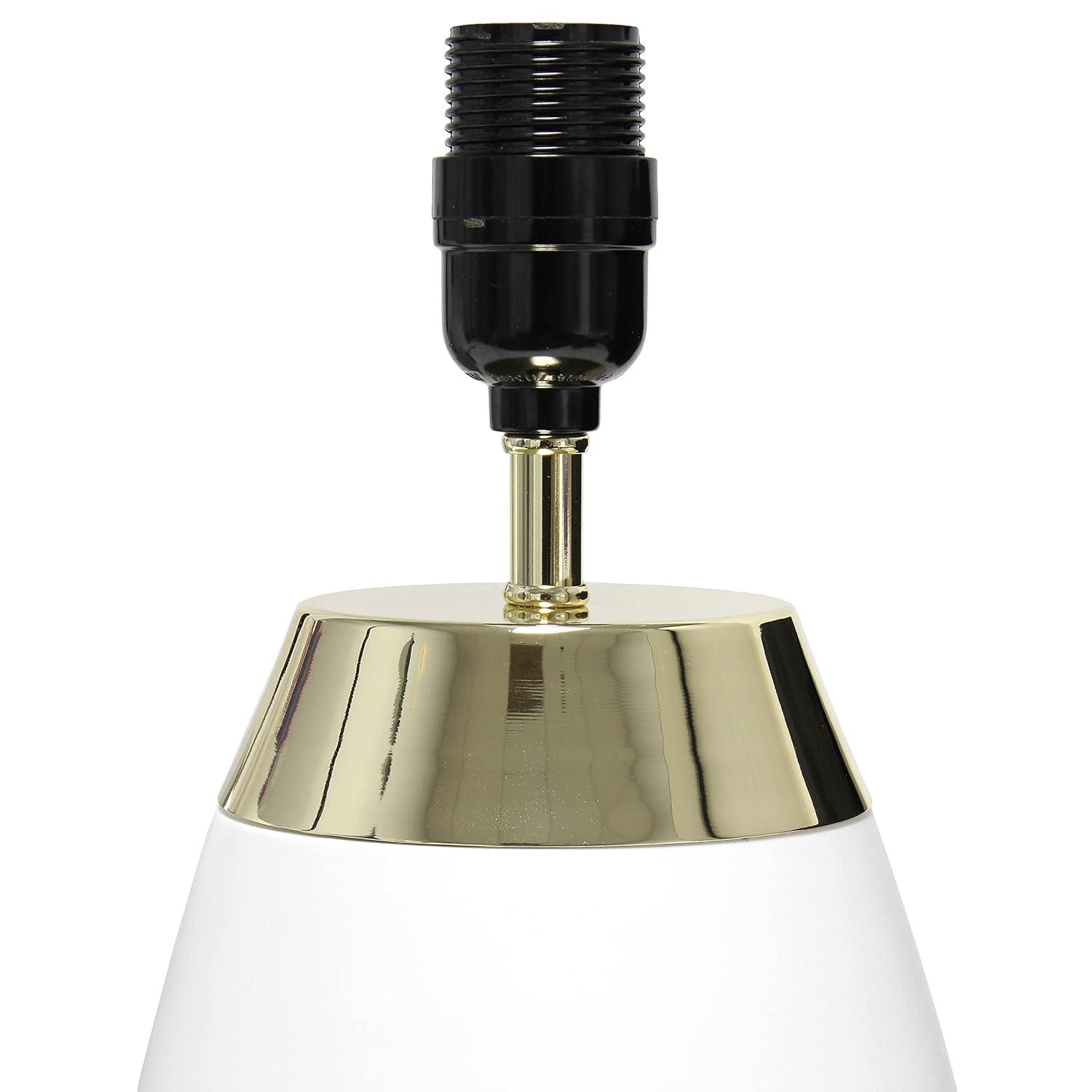 14" Tall Modern Contemporary Two-Tone Metallic Bedside 4 Settings Touch Table Desk Lamp White - Simple Designs: ETL Listed, Cotton Shade