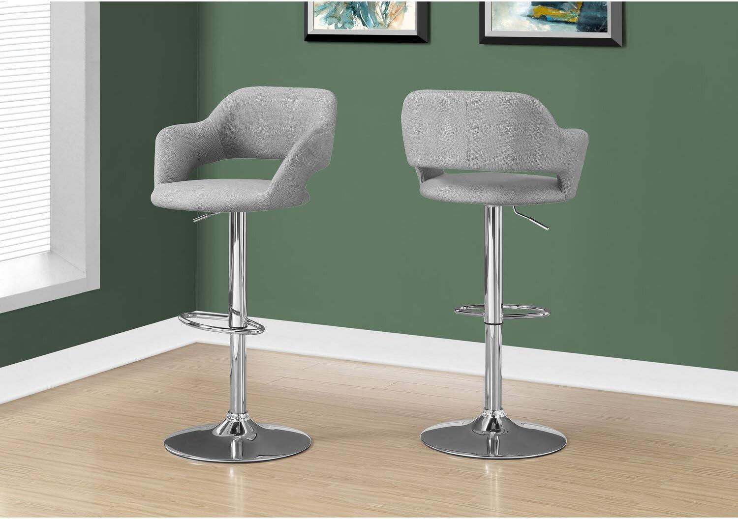 Charcoal Grey Chrome Adjustable Saddle-Style Swivel Bar Stool