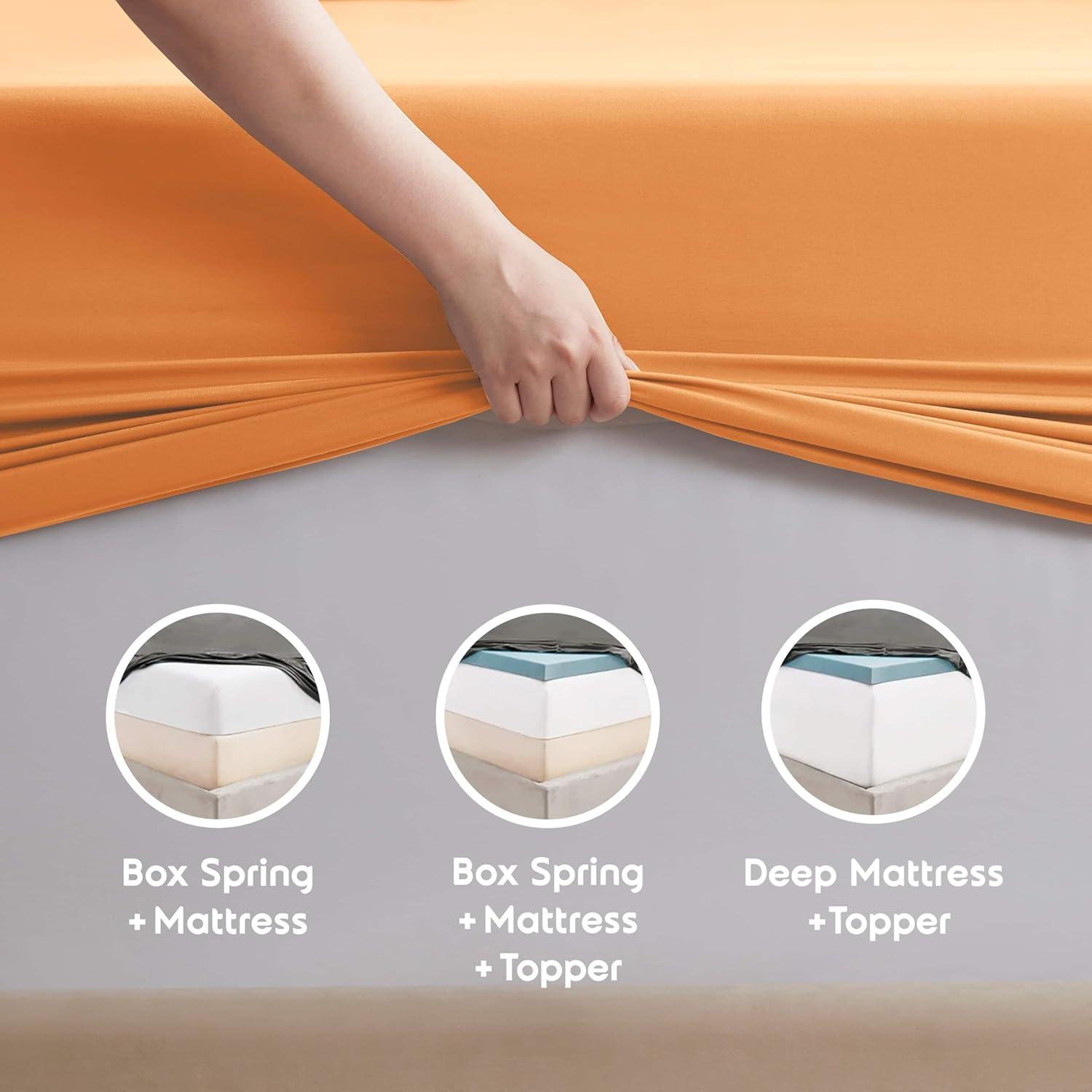 Nestl 4 Piece Queen Bed Sheet Set, Deep Pocket Extra Soft Microfiber Queen Sheets - Apricot Light Orange