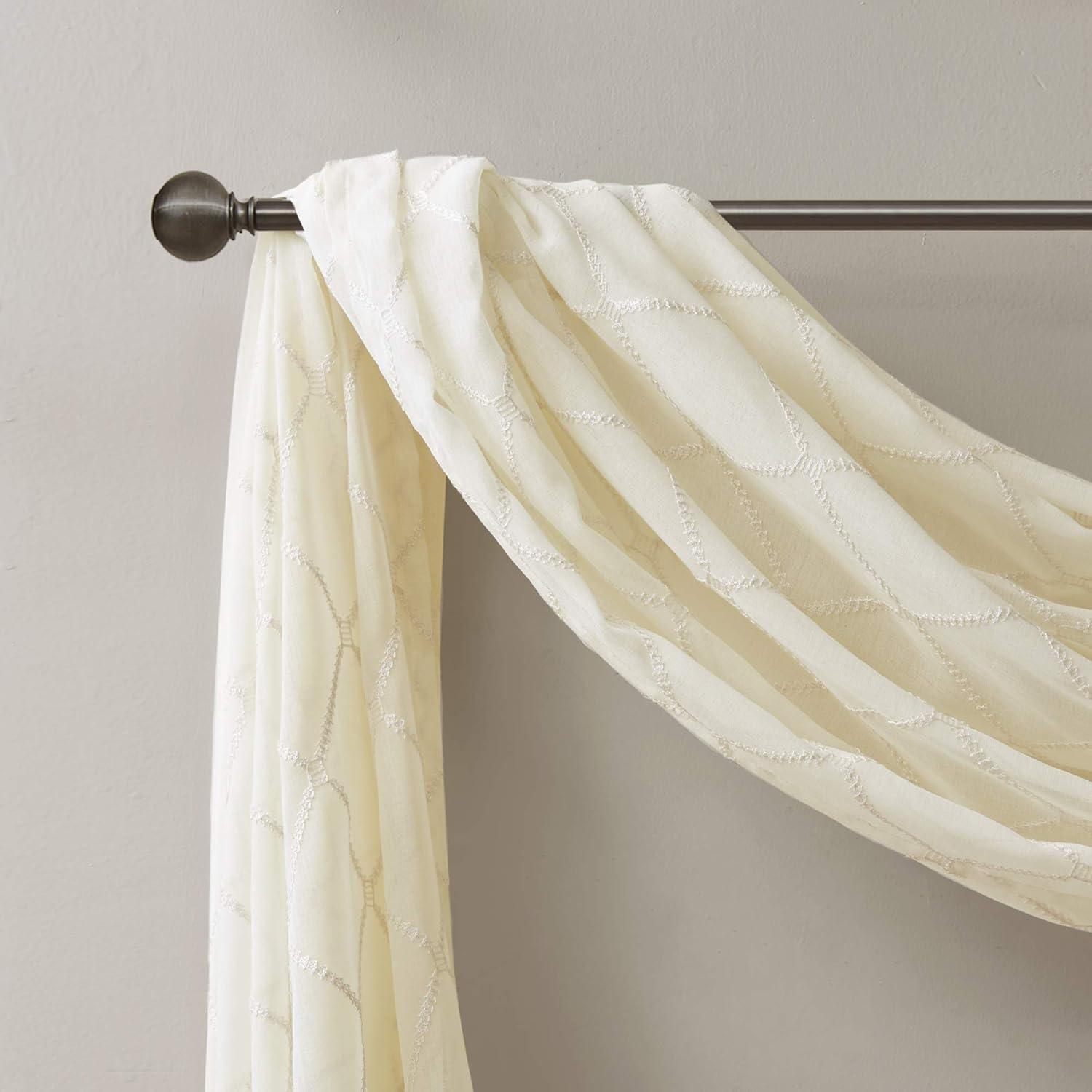 Madison Park Irina Solid Sheer Embroidered Single Window Scarf & Reviews | Wayfair