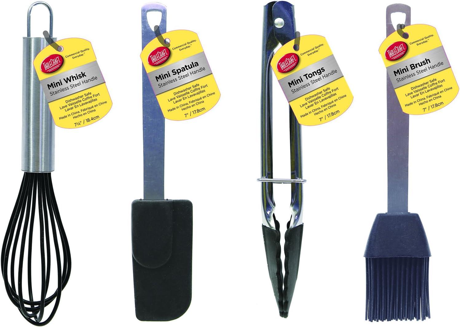 Tablecraft Mini Tools Set, Silicone with Stainless Steel Handles (HMINSET)