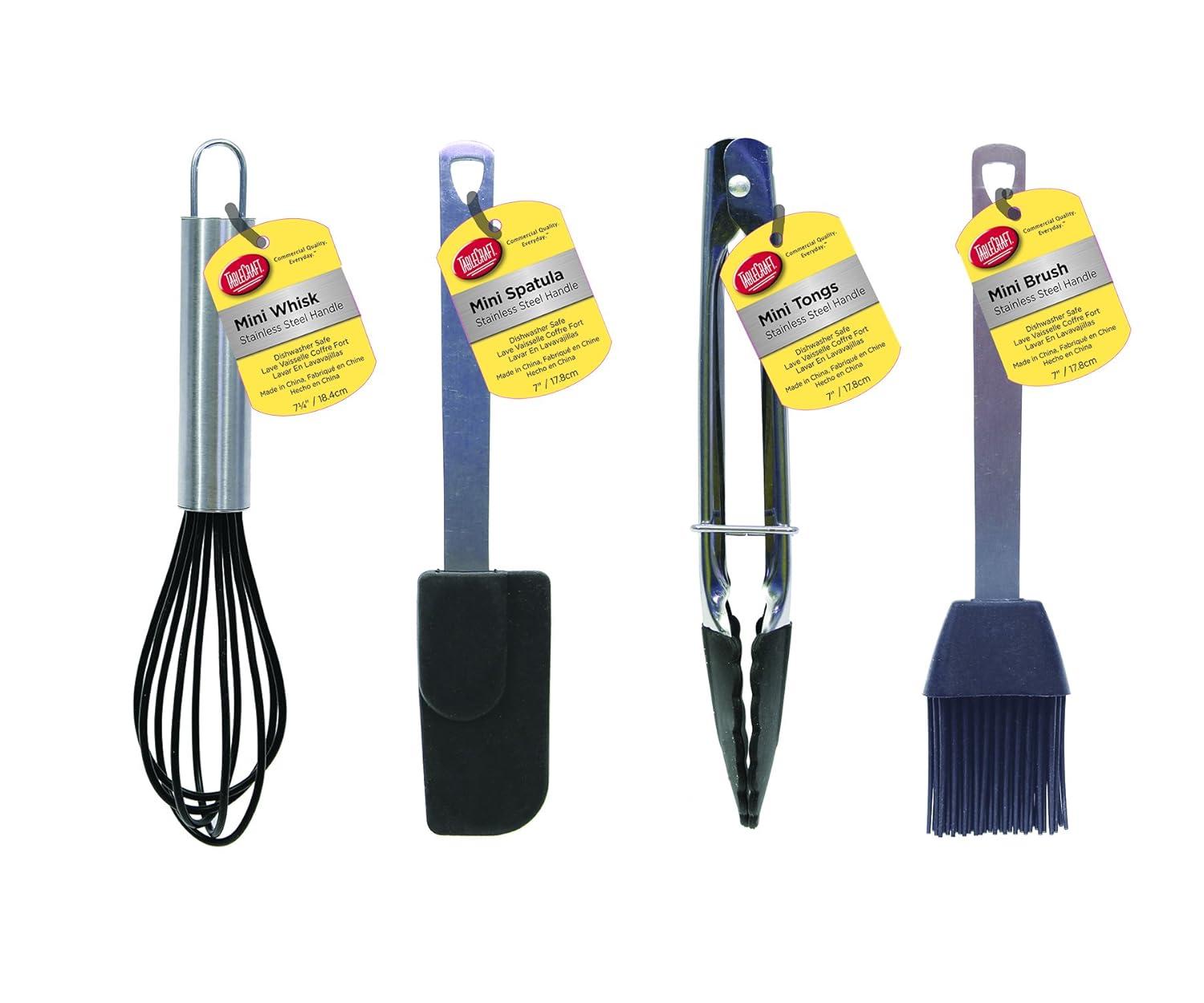 Tablecraft Mini Tools Set, Silicone with Stainless Steel Handles (HMINSET)