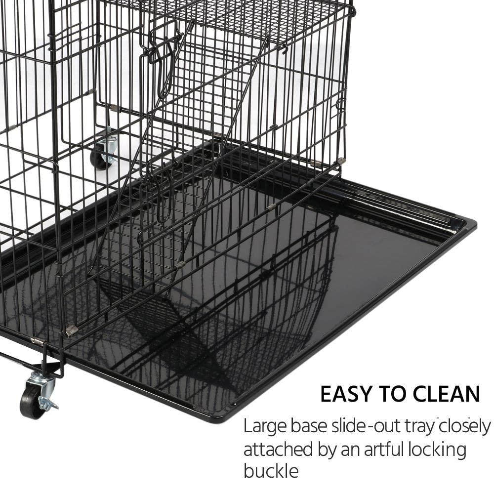 Yaheetech 4 Tiers Rolling Metal Cat Cage on Wheels Black