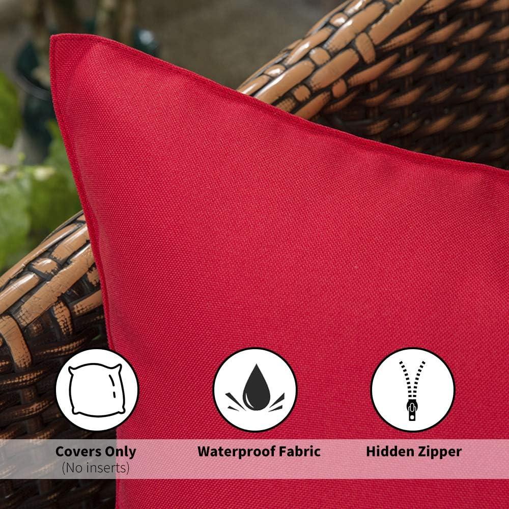 MIULEE Pack of 2 Decorative Outdoor Waterproof Pillow Covers Square Garden Cushion Sham Throw Pillowcase Shell for Spring Patio Tent Couch 18x18 Inch Red