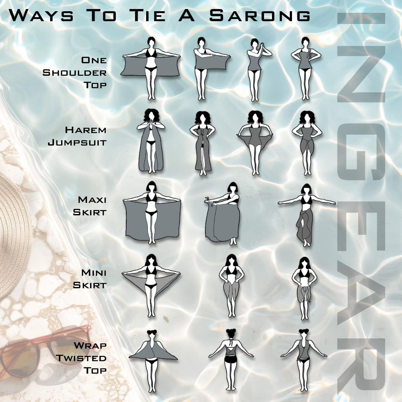 INGEAR Sarong Bathing Suit Cover Up for Women – Long Pareo Beach Wraps, Swimsuit Coverup Skirt, Stylish Bikini Cover Up