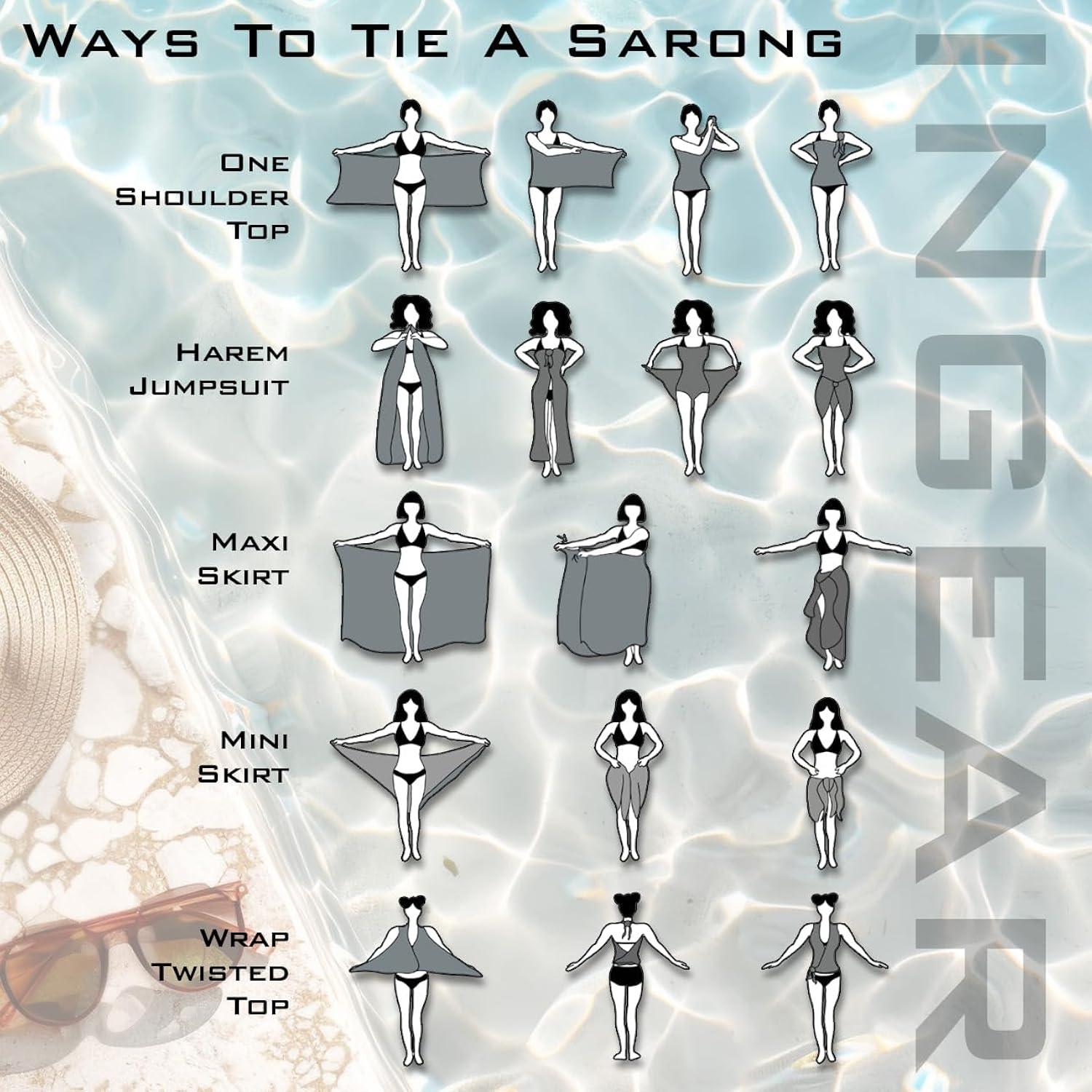 INGEAR Sarong Bathing Suit Cover Up for Women – Long Pareo Beach Wraps, Swimsuit Coverup Skirt, Stylish Bikini Cover Up