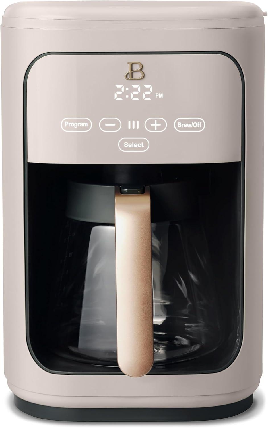 Beautiful 14-Cup Programmable Drip Coffee Maker with Touch-Activated Display, Porcini Taupe by Drew Barrymore