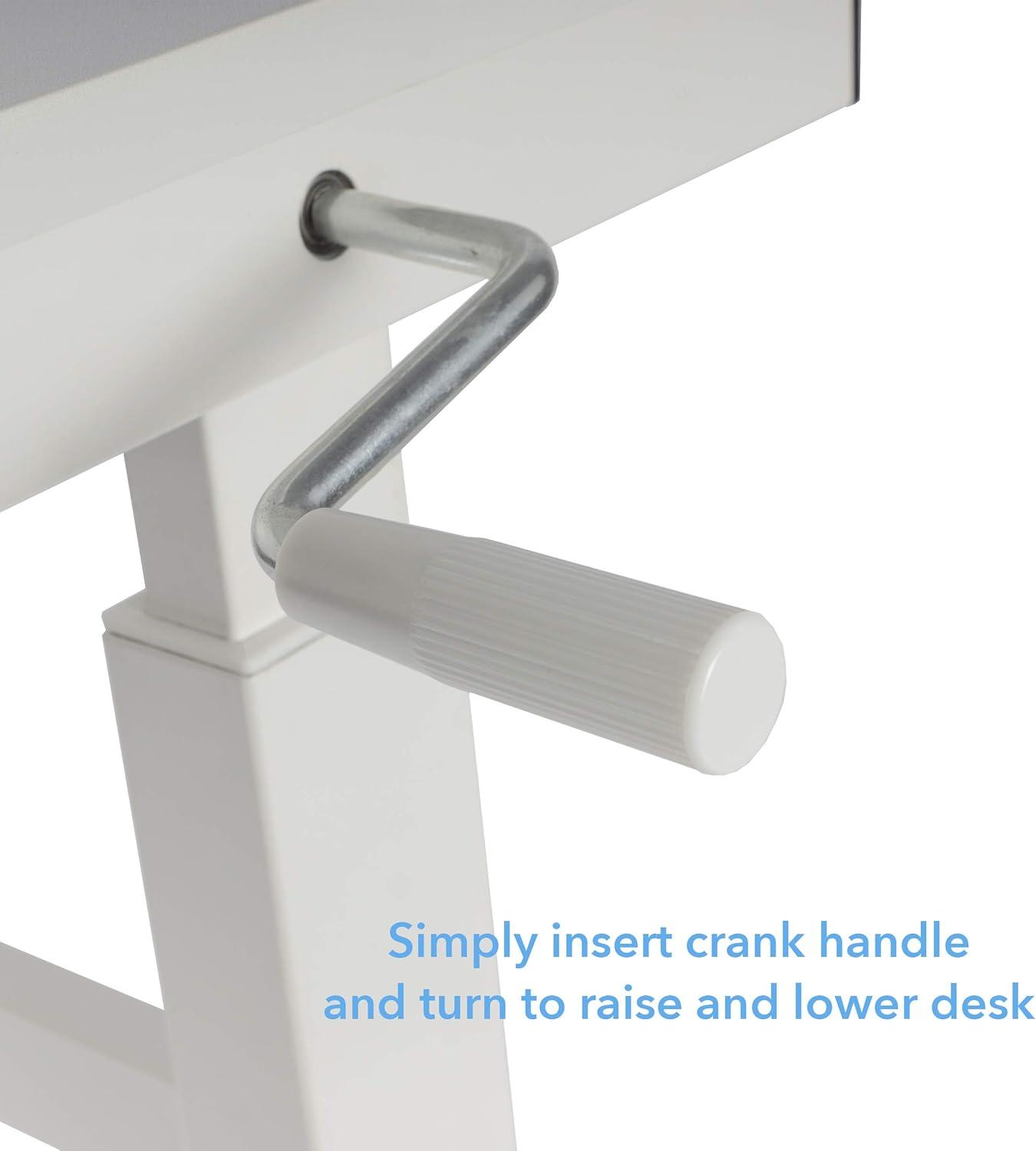 ErgoFlex White Adjustable Height Desk with Smooth Mobility Casters