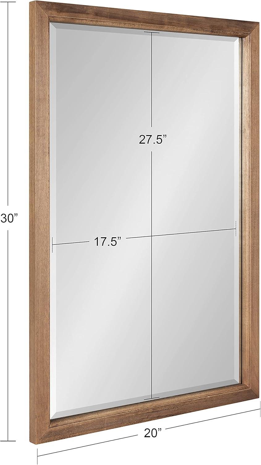 18" x 24" Hogan Wood Framed Decorative Wall Mirror Walnut Brown - Kate & Laurel: Rustic Rectangular, No Assembly Required
