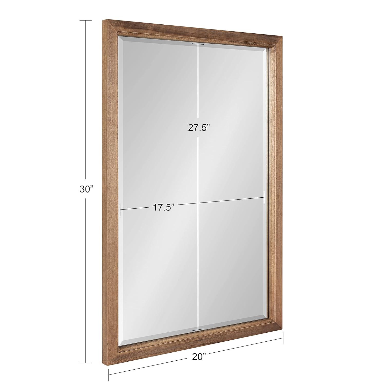 18" x 24" Hogan Wood Framed Decorative Wall Mirror Walnut Brown - Kate & Laurel: Rustic Rectangular, No Assembly Required