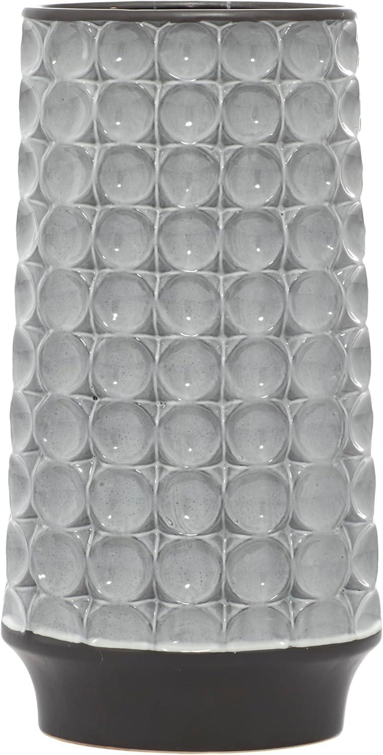 Silver Geometric Pattern Ceramic Decorative Vase