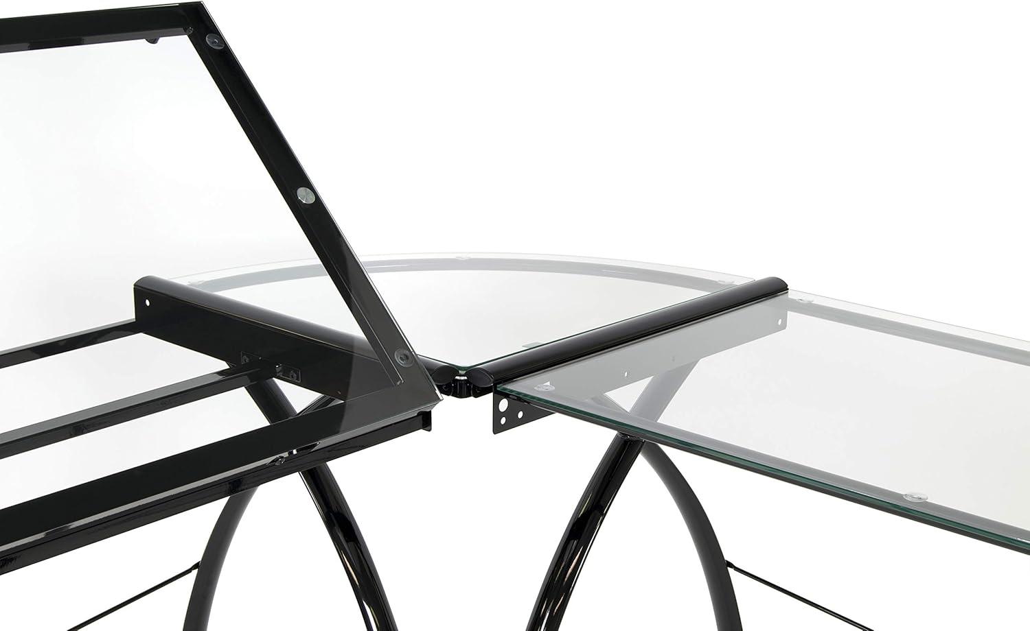 Inbox Zero Courson L-Shaped Glass Top Drafting Table