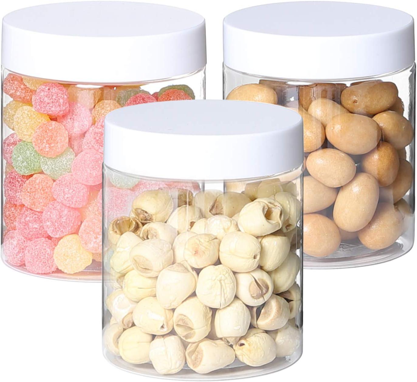 24Pack 8oz Plastic Jar Storage Container with White Lids Airtight Clear Wide-mouth Slime Storage Jars for Cosmetic Cream Light Clay